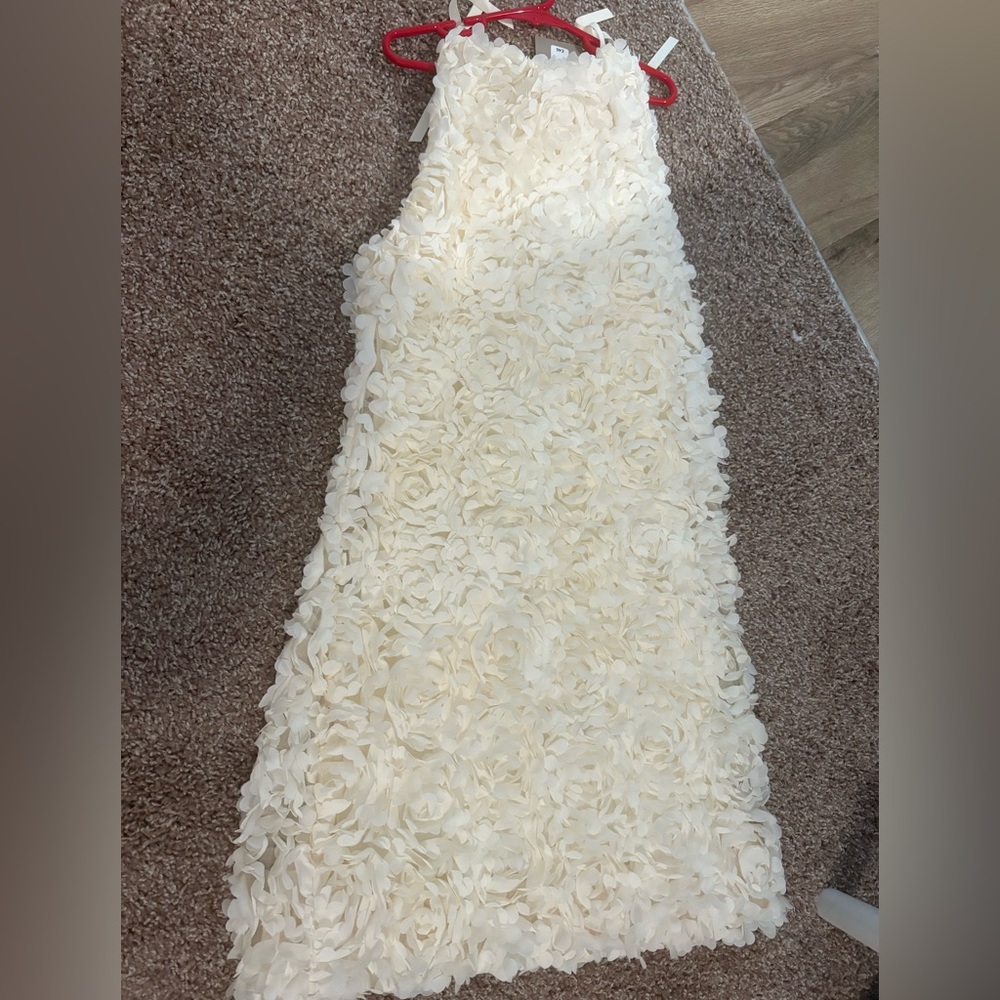 3D Floral Cream Mini Dress